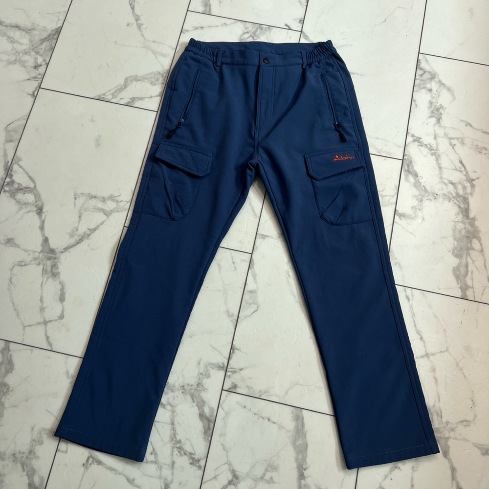 Clothin fleece lined Navy Blue Cargo Pants Straight Leg